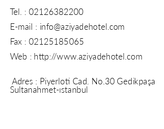 Aziyade Hotel iletiim bilgileri